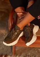 Bayan Yeşil Kalın Tabanlı Desenli Sneaker