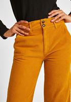 Women Yellow Wide Leg Corduroy Trousers