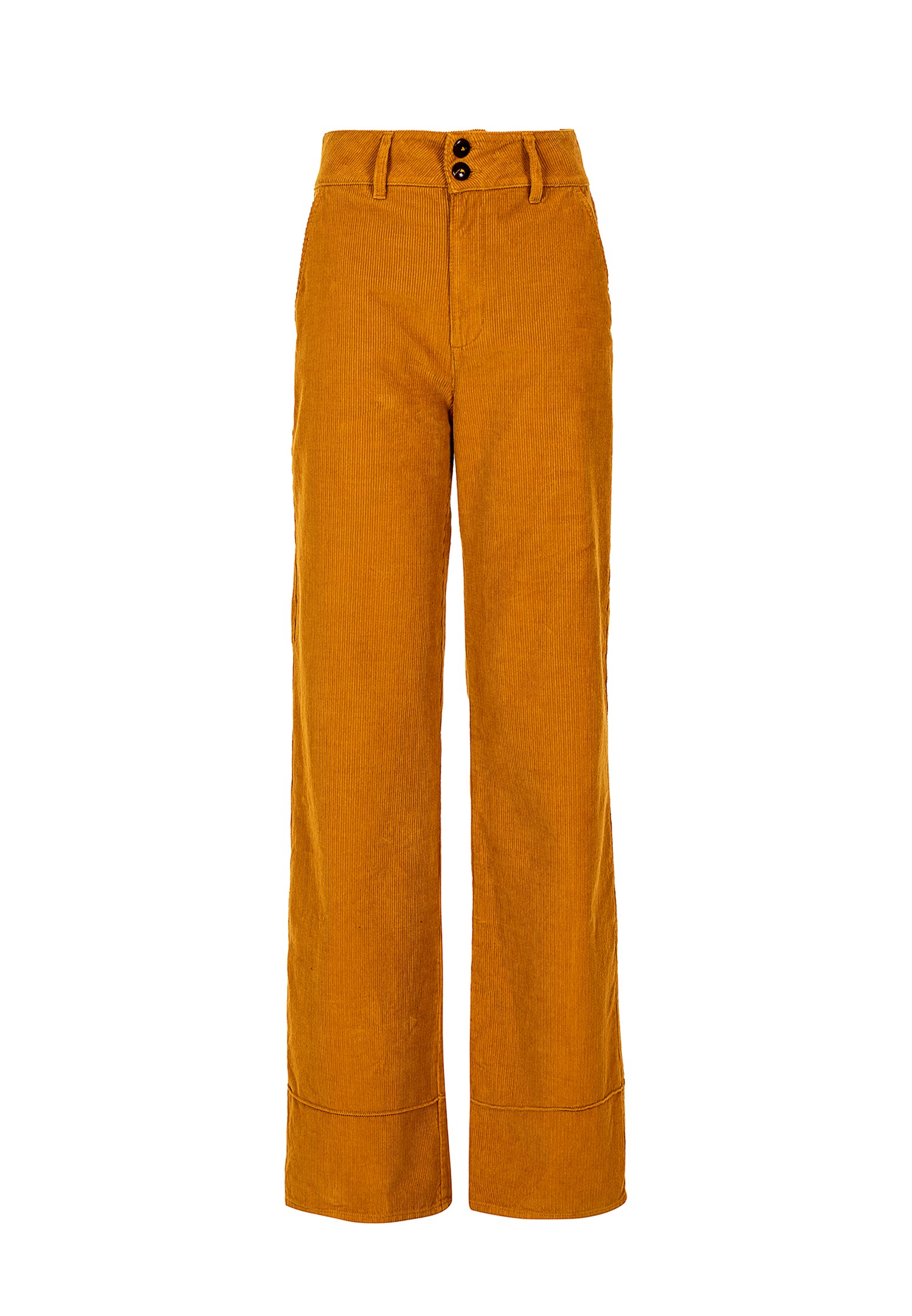 Yellow Wide Leg Corduroy Trousers Online Shopping | OXXOSHOP