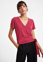 Women Pink Crossover T-Shirt with Tie Detail