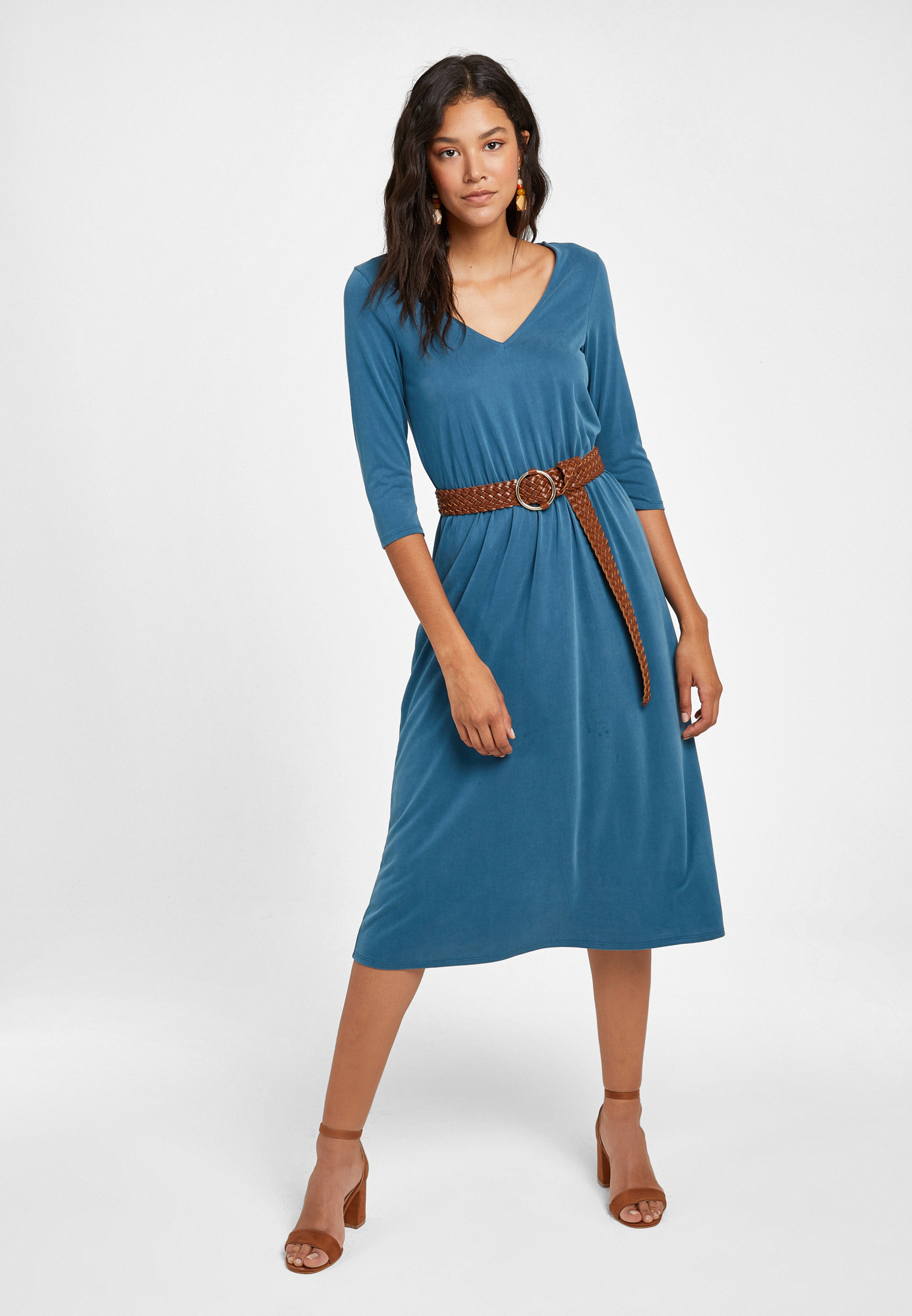Women Blue Soft Touch Midi Dress