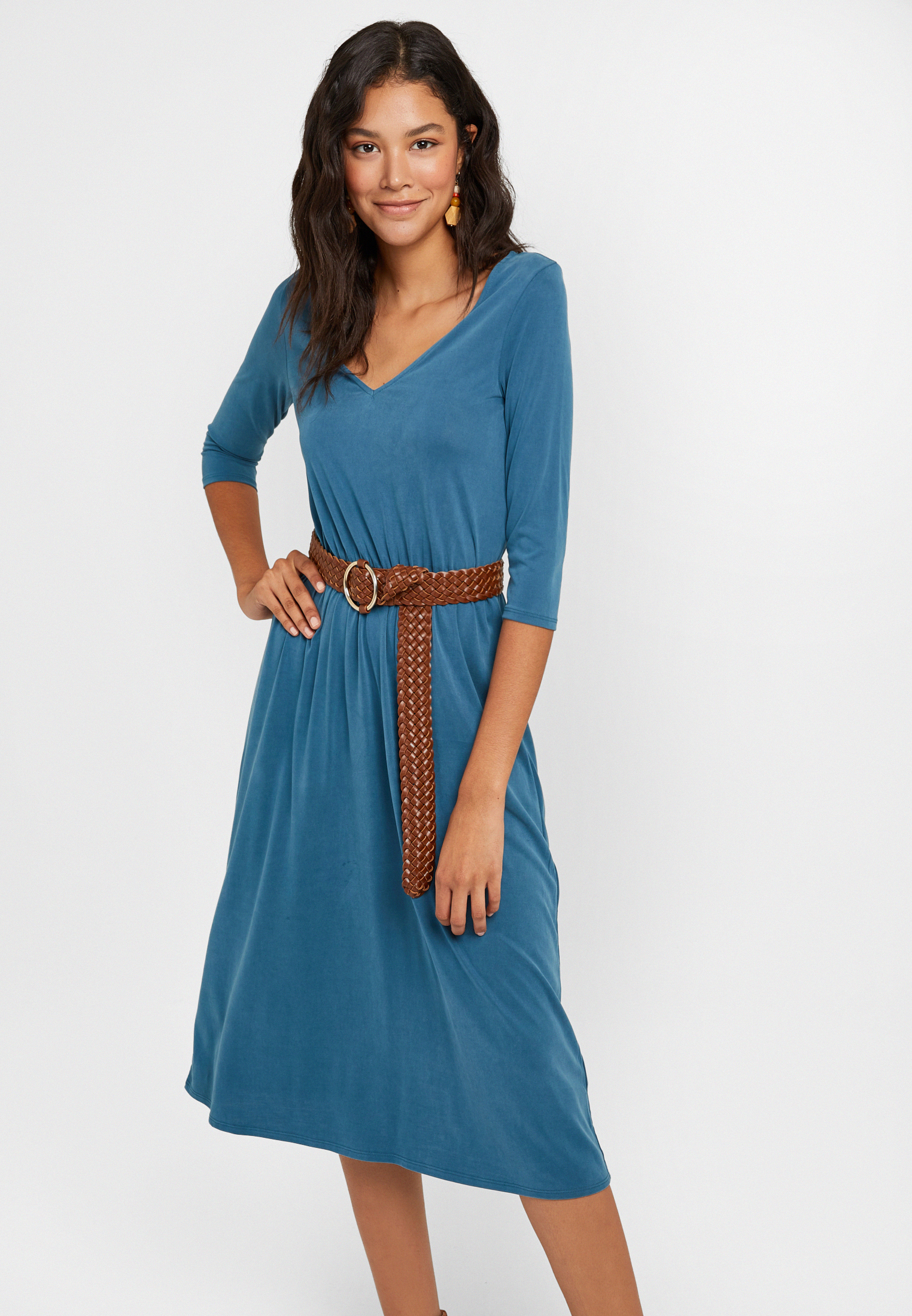 Women Blue Soft Touch Midi Dress
