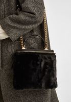 Bayan Siyah Suni Kürk Detaylı Çanta