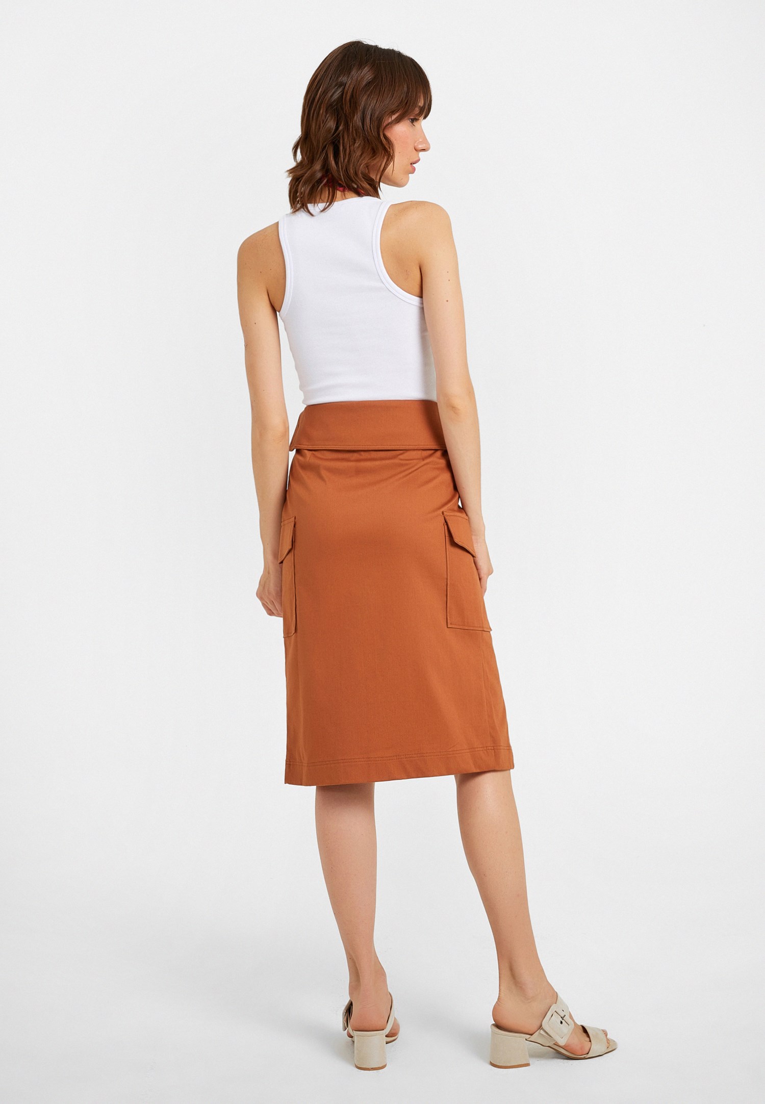 Women Brown Belt Detailed Skirt