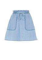 Women Blue Elastic-Waisted Denim Skirt