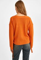 Women Orange Pullover with Knot Details