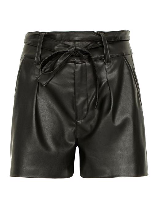  Leather Shorts with Belt Detail 