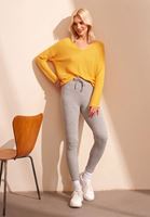 Women Yellow V-Neck Knitwear Sweater