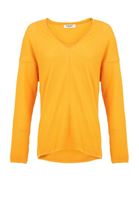 Women Yellow V-Neck Knitwear Sweater