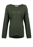 Women Green V-Neck Knitwear Sweater