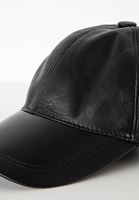 Bayan Siyah Deri Görünümlü Şapka