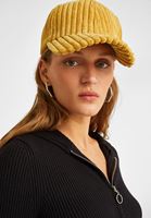 Bayan Sarı Dokulu Şapka