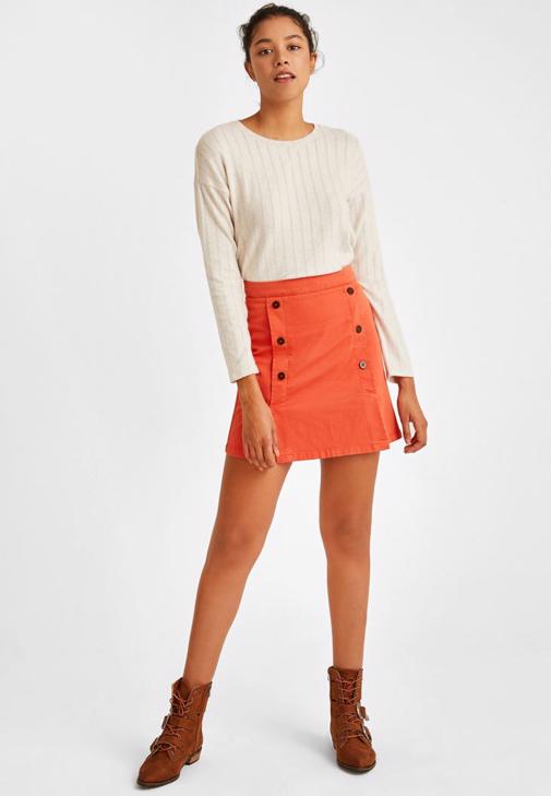 Orange Buttoned Mini Skirt 