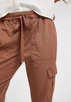 Women Brown Elastic Waisted Cargo Trousers