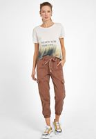 Women Brown Elastic Waisted Cargo Trousers