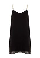 Bayan Siyah Askı Detaylı Mini Elbise