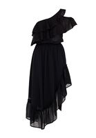 Bayan Siyah Tek Omuz Asimetrik Kesim Elbise