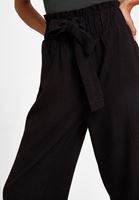 Bayan Siyah Beli Lastikli Culotte Pantolon