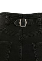 Bayan Siyah Yüksek Bel Crop Straight Jean