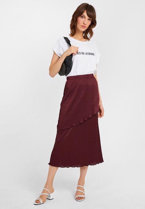 Bordeaux Pleated Midi Skirt 