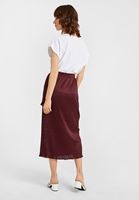 Women Bordeaux Pleated Midi Skirt