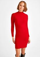 Bayan Kırmızı Sırt Detaylı Uzun Kollu Elbise