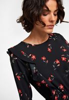 Women Mixed Floral Midi Dress with Ruffles