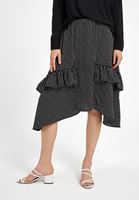 Women Cream Midi Skirt with Ruffles