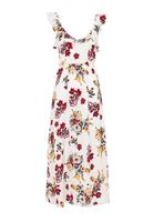 Bayan Çok Renkli Çiçek Desenli Uzun Elbise