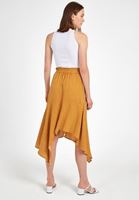 Women Cream Asymmetric Midi Skirt