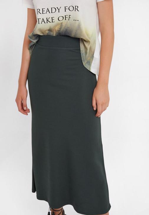 Green A Line Midi Skirt Online Shopping OXXOSHOP