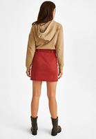 Women Bordeaux Belted Mini Skirt