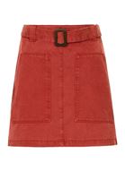 Women Bordeaux Belted Mini Skirt