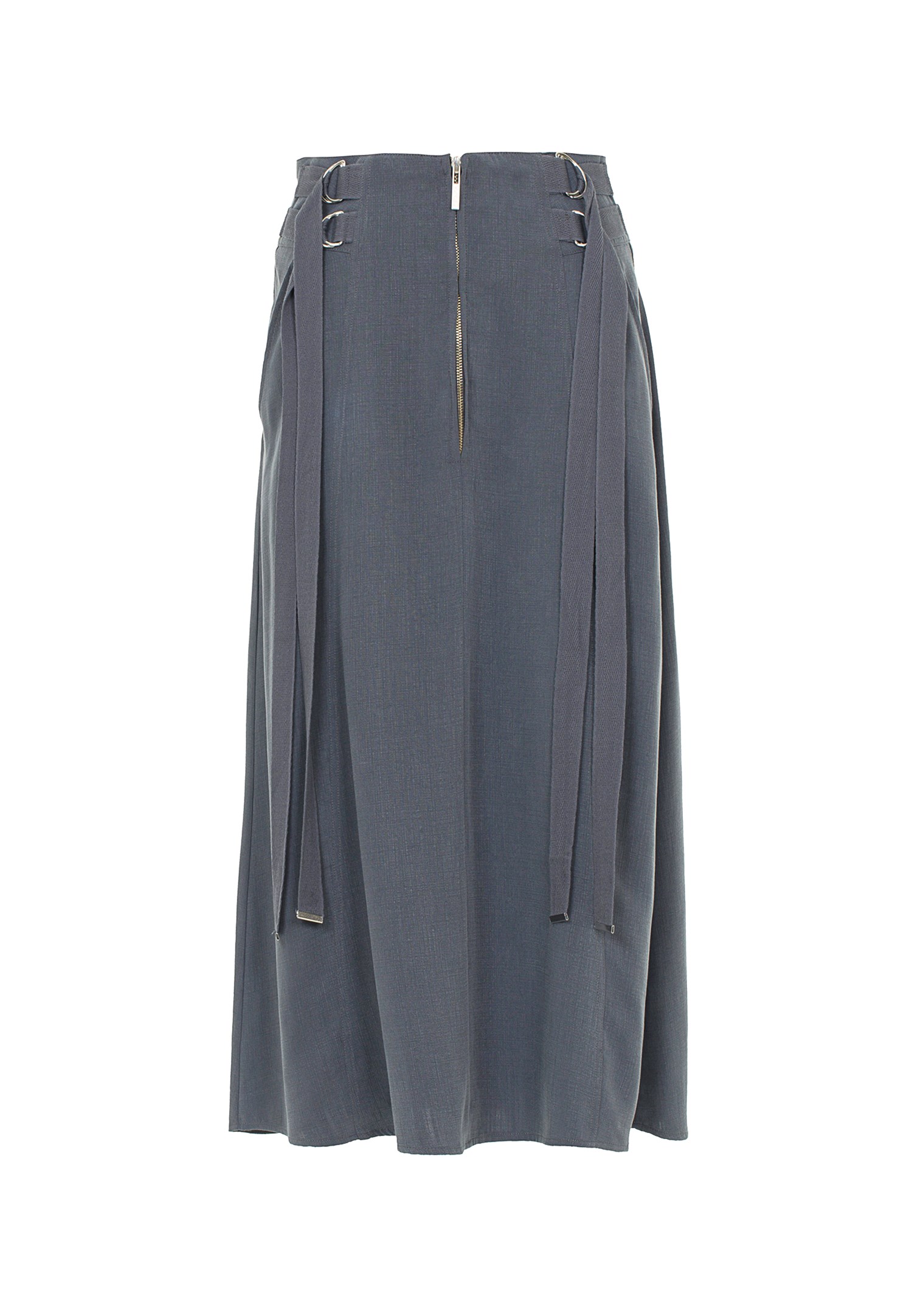 Women Grey Zipper Detailed Skirt