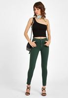 Women Green High Rise Skinny Trousers