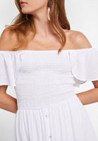 Women White Off-Shoulder Maxi Dress