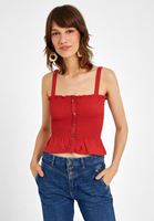 Women Red Gathered Blouse