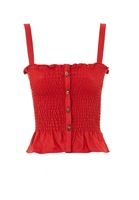 Women Red Gathered Blouse