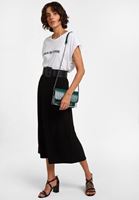 Women Black Midi Skirt with Texture