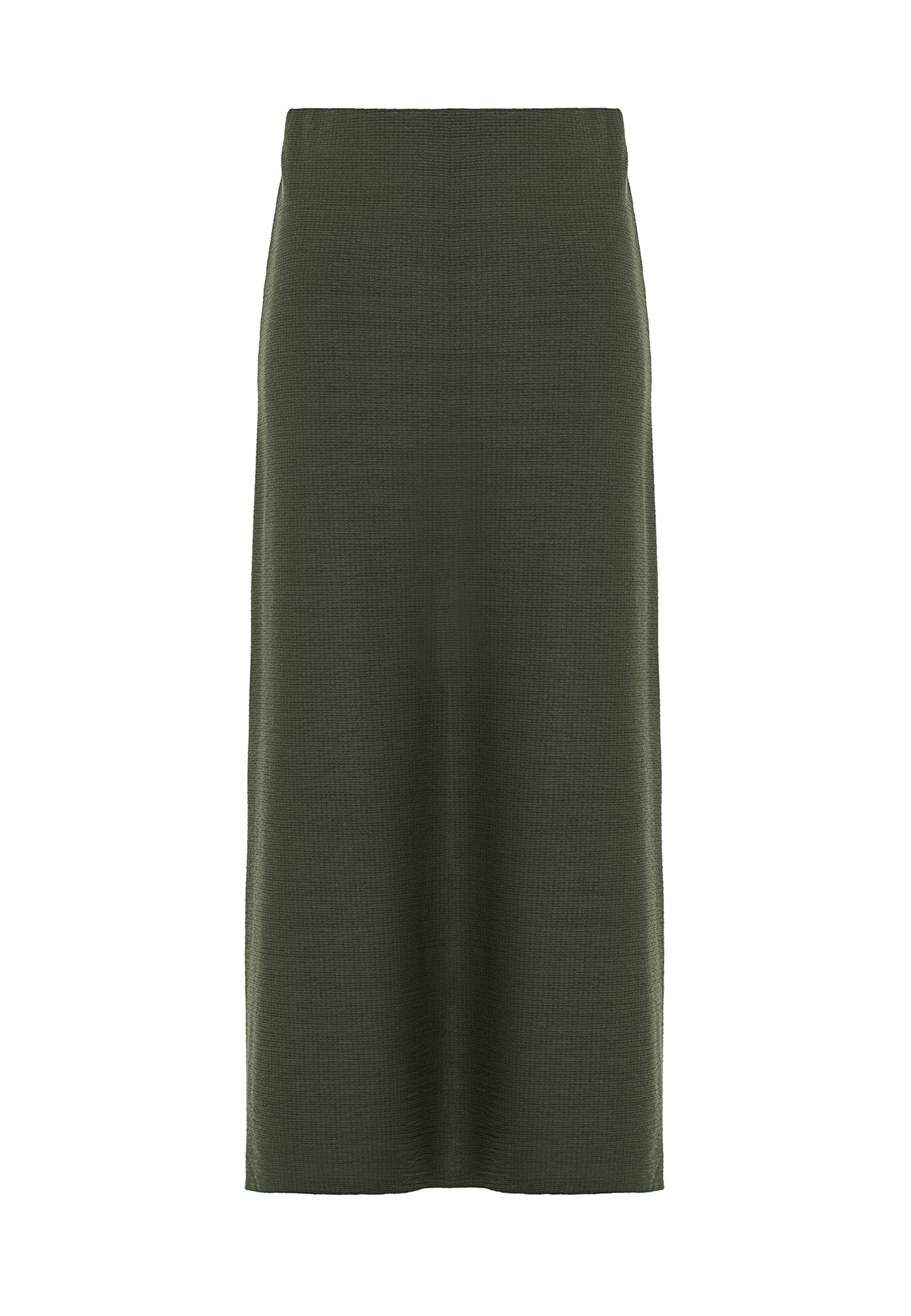 Women Green Midi Skirt with Texture