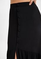 Women Black Maxi Skirt with Button Details