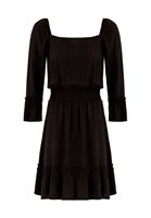 Bayan Siyah Beli Büzgülü Mini Elbise