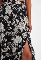 Women Black Floral Midi Skirt