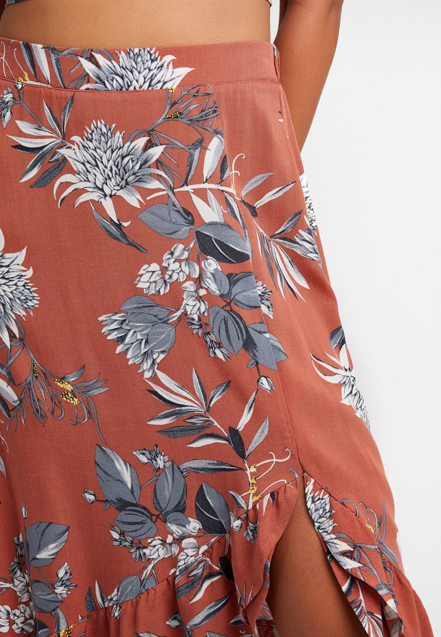 Women Mixed Floral Midi Skirt