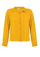 Bayan Sarı Kumaş Detaylı Viskon Gömlek