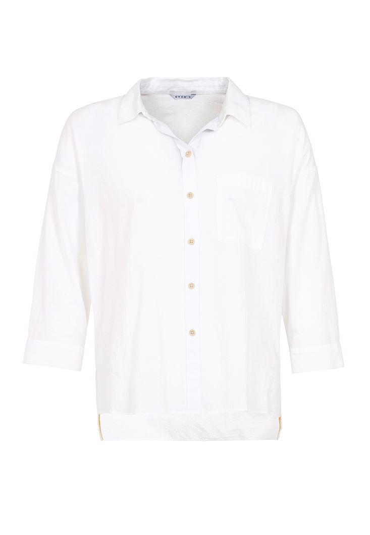 Bayan Beyaz Şerit Detaylı Bol Kesim Gömlek