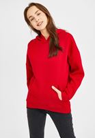 Bayan Kırmızı Kapüşonlu Oversize Sweatshirt