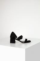 Bayan Siyah Üç Bantlı Topuklu Ayakkabı