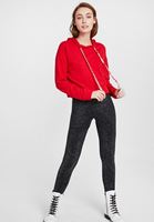 Bayan Kırmızı Kapüşonlu Kısa Sweatshirt