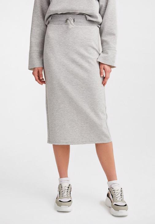 Grey Midi Slit Skirt 